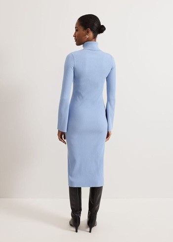 Phase Eight Kylie Blue Roll Neck Dress Blue Canada | PZDNTE-523